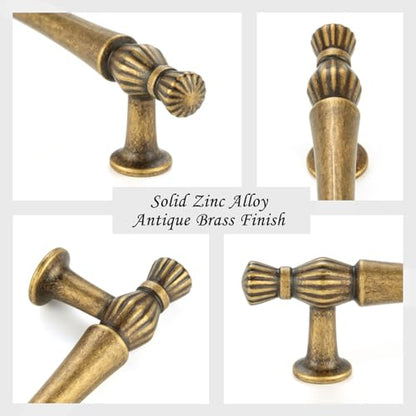 5 Inch Antique Brass Cabinet Pulls 10 Pack French Style P2408 - color: Antique Brass, size: 5" Hole Centers-10 Pcs