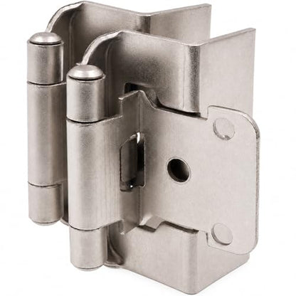 DecoBasics 1/2" Overlay Full Wrap Cabinet Hinges for Kitchen (10 Pair /20 Pcs) -Satin Brushed Nickel Full Wrap Around Self Closing Cabinet Hinges - style: 10 Pairs Pack /20 Pcs