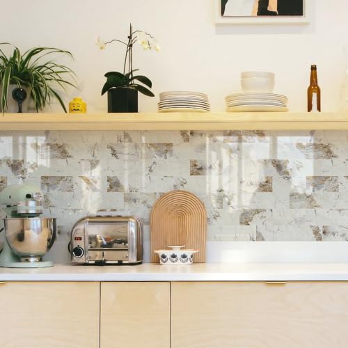 STICKGOO 10-Sheet Backsplash Peel and Stick Subway Tile(Thicker Design, Glossy Pandora Marble) - color: Glossy Pandora Marble