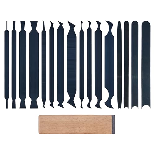 New Cabinet Scraper Cards and Cabinet Scraper Burnisher with 16 Piece Multi-Shaped Scraper Set Suitable for Various Small space and Small-Sized Tasks (HTCSCS17)