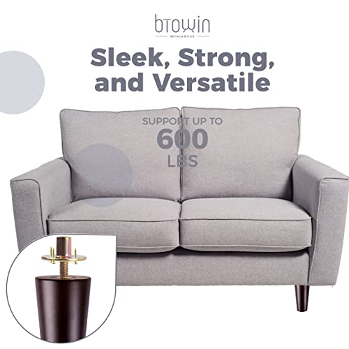 4 inch Solid Wood Furniture Legs, 4Pcs Mid-Century Modern Walnut Wooden Replacement Feet with Threaded 5/16'' Hanger Bolts & Mounting Plate & Screws for Sofa Couch Armchair Cabinet TV Stand - color: Walnut, size: 4" (10cm)