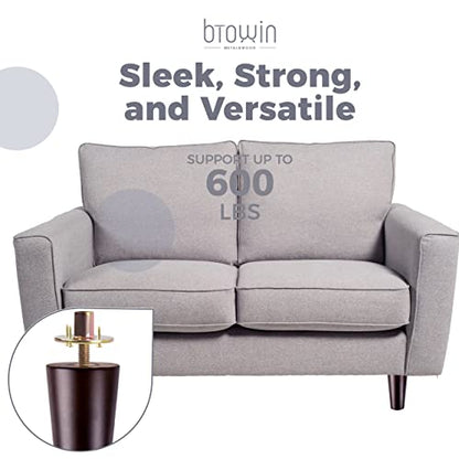 6 inch Solid Wood Tapered Furniture Legs Set of 4 with 5/16" Bolts - color: Walnut, size: 6" (15cm)