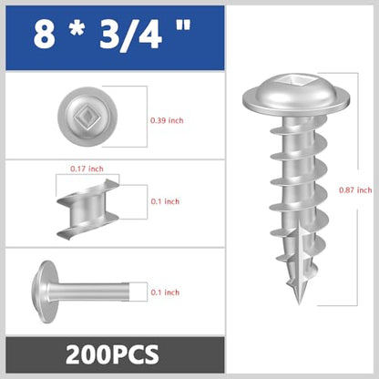 Wensilon Pocket Hole Screws, #8 x 3/4", Square Drive, White, 1lbs 200pcs - color: Silver, size: 8*3/4"