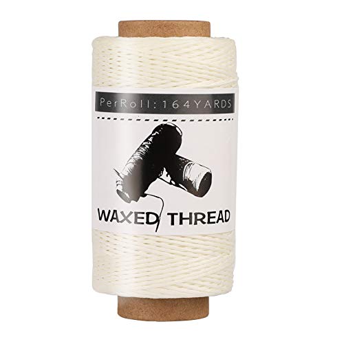 Jupean Waxed Thread for Leather Threads White Thread Leather String Cord - color: Original White