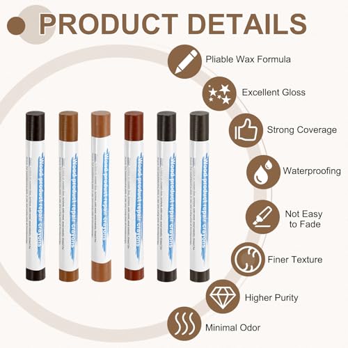 uxcell 12Pcs Wood Filler Sticks KIt, 12 Colors Walnut & Teak Series - color: Walnut Teak Series