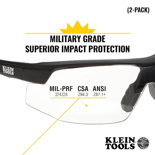 KLEIN TOOLS 60171 Semi Frame Safety Glasses, Clear Lens, 2-Pack - color: Clear Lens, size: 2 Pack