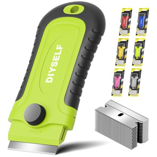 DIYSELF Razor Scraper Tool with 15 Extra Razor Blades, Stove Top Cleaner - color: Green, size: 1 Pack