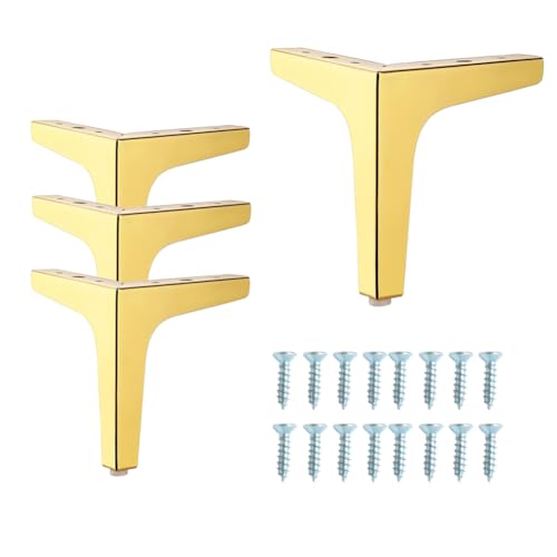Metal Furniture Legs 4Pcs Duty Modern Metal Triangle Feet Legs for Furniture Heavy, DIY Replacement for Short Cabinet Legs, Sofa Legs, Small Dresser Legs (Gold, 6in) - color: Gold, size: 6in
