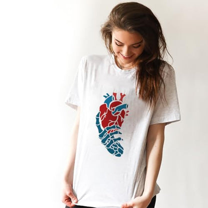 FINGERINSPIRE Hand Skeleton Painting Stencil with 1Pc Plastic Paint Brush 8.3x11.7 inch Plastic Skeleton Hand with Heart Pattern Stencil Reusable Skeleton Hand Stencil for DIY Projects and Crafts - color: Skeleton Hand with Heart
