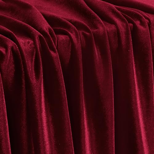 KKJIAF 1 Yard Burgundy Stretch Velvet Fabric 60" Wide for DIY Crafts - color: Burgundy, size: 1 Yard