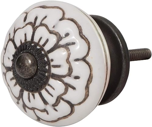 Set of 10 Ceramic Cabinet Colorful Knobs for Kitchen, Cabinet, Drawer, Wardrobe (Black & White2) - color: Black & White2
