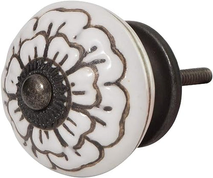 Set of 10 Ceramic Cabinet Colorful Knobs for Kitchen, Cabinet, Drawer, Wardrobe (Black & White2) - color: Black & White2
