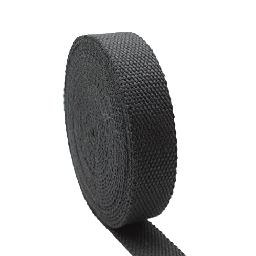 Heavy Cotton Webbing 1 Inch Wide 10 Yard for Bag Handles, Strap, Tote Bag, Cloth Belt, Outdoor Supplies - color: Black, size: 10Y