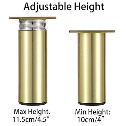 Sumnacon 4PCS Aluminium Alloy Furniture Legs - Round Adjustable Sofa Legs Furniture Cabinet Legs, 4 Inch Funiture Feet for Cabinet Desk Table Chair Sofa Bed, Gold - color: Gold, size: 4 Inch Height