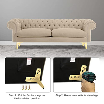 4PCS 7 Inch Gold Metal Furniture Legs Feets Heavy Duty Triangle Chair Legs - size: 7 inch