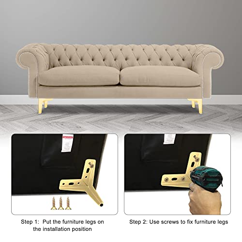 4PCS 4 Inch Gold Metal Furniture Legs Feets Heavy Duty Triangle Chair Legs - size: 4 inch
