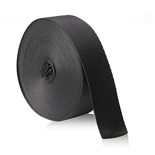 JIAKAI 1 Inch Wide 10 Yards Nylon Webbing Strap，Polypropylene Straps for Bags, Hammocks, Outdoor Climbing and DIY Making Luggage Strap, Pet Collar, Backpack Repairing（Black） - size: 1Inch