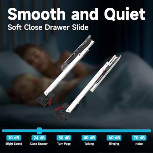 24 Inch 6 Pair Undermount Soft Close Drawer Slides Full Extension - size: 24 Inch-6 Pair