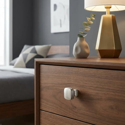 Alzassbg Brushed Satin Nickel Square Cabinet Knobs 10 Pack, AL0003SN - color: Brushed Satin Nickel, size: Single Hole Knobs