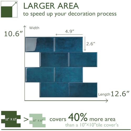 STICKGOO 10-Sheet Backsplash Peel and Stick Subway Tile(Thicker Design) - color: Ocean Blue
