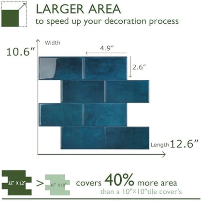 STICKGOO 10-Sheet Backsplash Peel and Stick Subway Tile(Thicker Design) - color: Ocean Blue