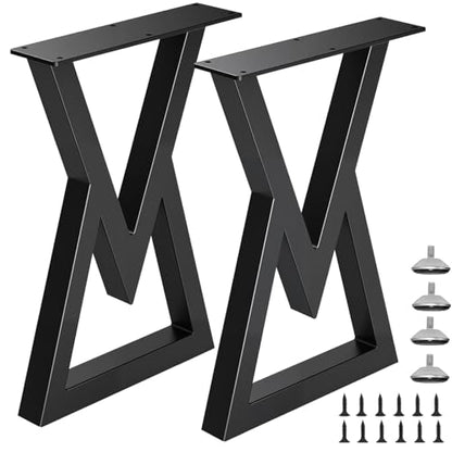 28" Tall Metal Table Legs Desk Legs, Replacement Furniture Feets Set of 2 for DIY Coffee Tables, Modern Desks, Night Stands, Sofa, etc with Heavy Duty Iron and Industrial Design, Black - size: 28 Inch V