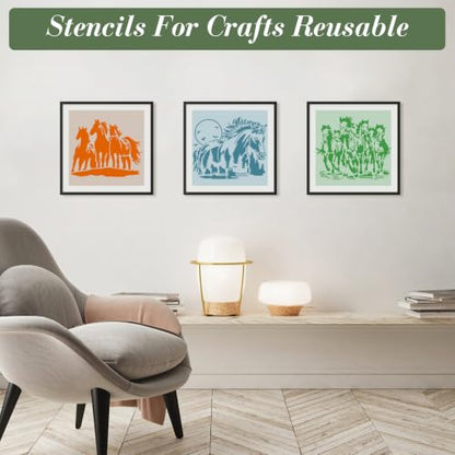 Horse Stencils for Crafts Reusable 25Pcs Stencils(6X6 Inch) - color: Horse