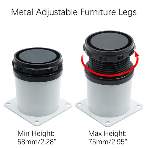 Set of 4 Adjustable Stainless Steel Furniture Legs 2.4 Inch White - color: White, size: 2.4 inch