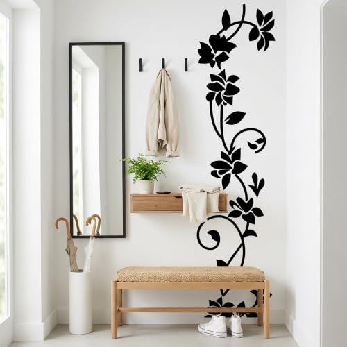 Picniva Rattan Flower Removable Vinyl Wall Decal, Blue, 22 x 80 in - color: Blue, size: 22'' X 80''