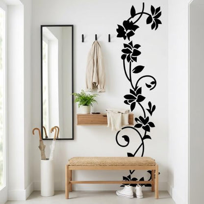 Picniva Rattan Flower Removable Vinyl Wall Decal, Blue, 22 x 80 in - color: Blue, size: 22'' X 80''