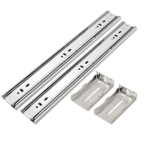 Gobrico 14-Inch Full Extension Rear/Side Mount Drawer Slides with Brackets Soft/Self Closing Ball Bearing Drawer Runners Heavy Duty Less Noise Furniture Drawer Rail Runners, 10Pairs - size: 14 Inch