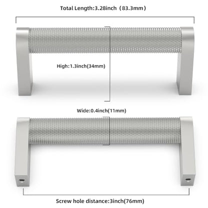 10 Pack Brushed Satin Nickel Cabinet Pulls knurled 3 Inch Hole Centers Kitchen Cabinet Handles Silver Drawer Pulls Dresser Handles - color: Brushed Satin Nickel, size: 3'' Hole Center(76mm)