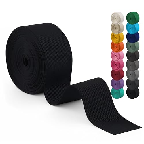 Polyester Webbing Strap 17+Colors – 1"&1.5"&2" – 10 Yards Heavy Duty Webbing Roll, Flat Webbing Strap for Indoor&Outdoor Gear, DIY Crafting, Repairing - color: Black, size: 1"-10yards