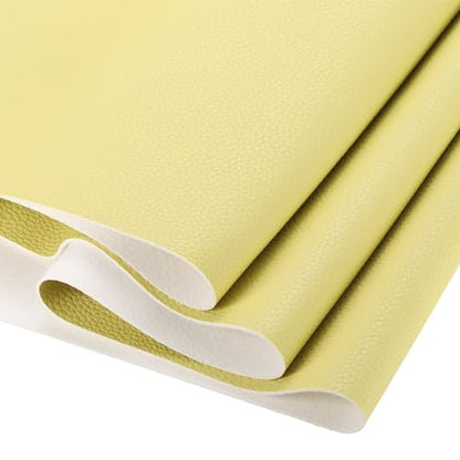 DMiotech 1 Pack 14 Inch x 53 Inch Faux Leather Sheet Furniture Cover Soft Grain Light Yellow PU Leather Roll for Handmade DIY Craft Projects - color: Light Yellow