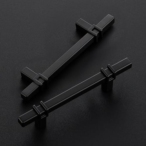 HOME EDIT 3-3/4 inch Black Cabinet Handles, 10 Pack Kitchen Cabinet Handles Matte Black Drawer Pulls Zinc Alloy Square Bar Kitchen Pulls - color: Black, size: 3-3/4 Inch Hole Center