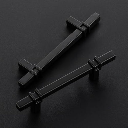 HOME EDIT 3-3/4 inch Black Cabinet Handles, 10 Pack Kitchen Cabinet Handles Matte Black Drawer Pulls Zinc Alloy Square Bar Kitchen Pulls - color: Black, size: 3-3/4 Inch Hole Center
