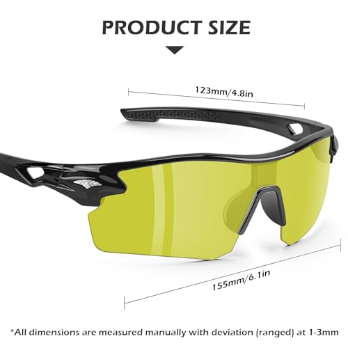 OXG 6 Pack Safety Glasses, Scratch Resistant Wraparound Lenses ANSI Z87.1 Protective Eyewear for Unisex - color: Yellow