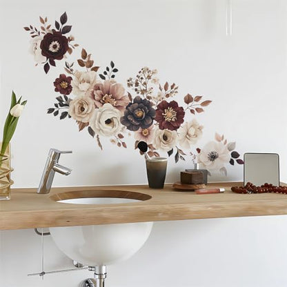Elegant Peony Rose Flower Wall Stickers Floral Wall Art Decals