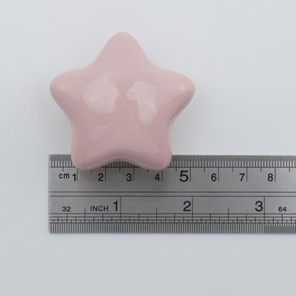 Dnyta 6 Pcs Star Shaped Ceramic Knobs Glossy Ceramic Pulls Drawer Knobs - style: Pink,Star Shaped