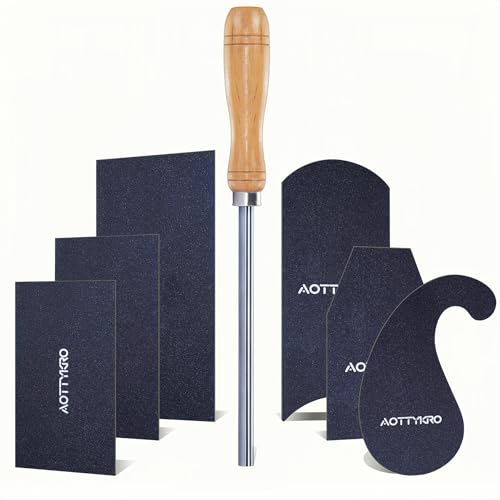 Cabinet Card Scrapers Set with Burnisher - 6 Shapes High-Strength Blue Spring Steel Woodworking Tools for Engraving, Deburring, Polishing & Contour Sanding - size: Set C+Rod