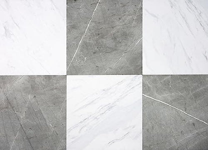 FloorPops x Chris Loves Julia 12-in by 12-in Bonneville Grey & White Marble Peel & Stick Floor Tiles, FP4421 - color: Gray