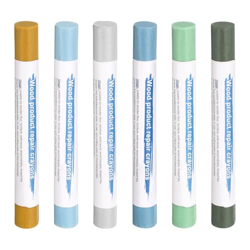 HARFINGTON Wood Filler Sticks 6 Colors Wooden Wax Touch Up Furniture Repair Crayons for Light Blue, Turquoise, Light Avocado, Dark Blue, Earth Yellow, Light Blue - color: Soft Blue Series