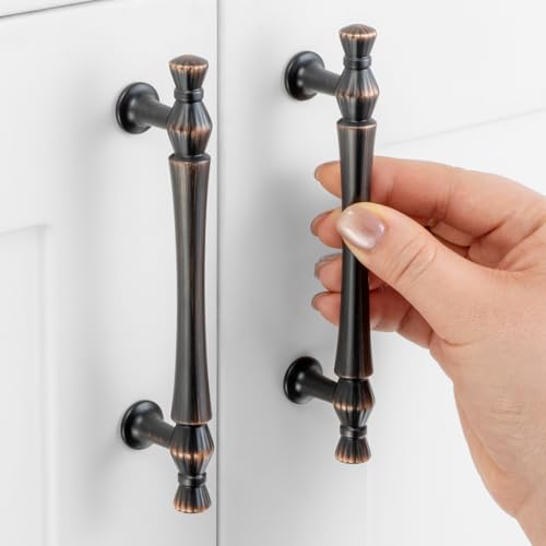 3-3/4 in Oil Rubbed Bronze Cabinet Pulls 10 Pack French Style P2408 - color: Oil Rubbed Bronze, size: 3-3/4" Hole Centers-10 Pcs
