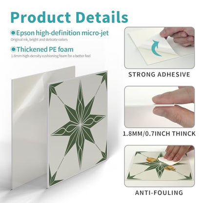 Alwayspon 12 Sheet 6x6inch 3D Thicken Foaming Board Vinyl Backsplash Marble Tiles, Self-Adhesive Peel and Stick Wall Tile Stickers Stick on Subway Tiles for Kitchen Bathroom Wall, Beige Green - color: Beige Green 1