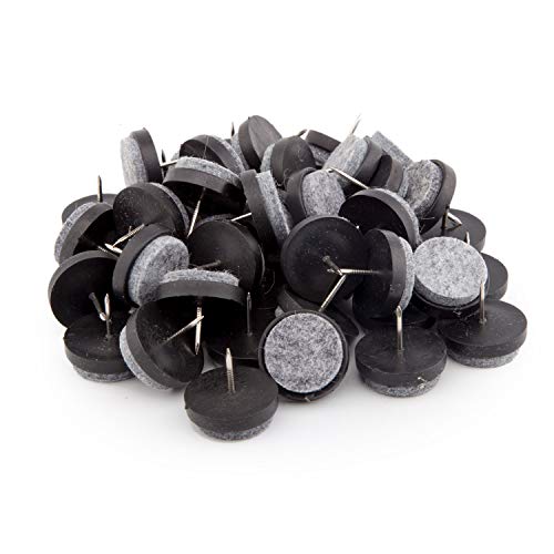 Felt Furniture Pads 50 Pcs - ULIFESTAR Nail On Furniture Sliders Hardwood Floor Protectors for Chair Table Desk Dresser Cabinet Sofa Couch Leg Feet Non Slip Non Scratch (24mm Diameter Black) - size: 24mm diameter black