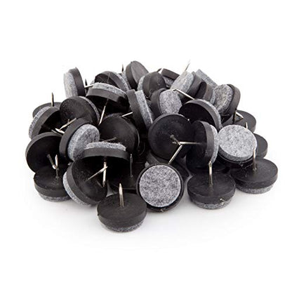 Felt Furniture Pads 50 Pcs - ULIFESTAR Nail On Furniture Sliders Hardwood Floor Protectors for Chair Table Desk Dresser Cabinet Sofa Couch Leg Feet Non Slip Non Scratch (24mm Diameter Black) - size: 24mm diameter black