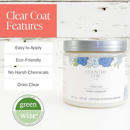 Clear Coat - Eco-Friendly Clear Satin Sheen Top Coat for Chalk Style Furniture Paint, Very Durable, Non Yellowing, Waterproof Sealant for High Traffic Furniture - Indoor/Outdoor - (4 oz) - size: 4 Fl Oz (Pack of 1)