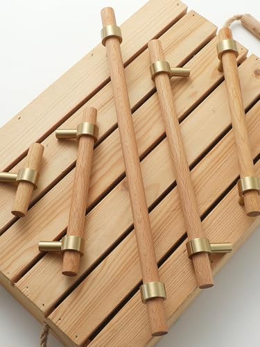 Adjustable Drawer Pulls Natural Wood and Brass Cabinet Handles for Kitchen Cupboard Closet,4Set Boho Wood and Gold Dresser Knob Unfinished DIY Brushed Brass Base 7~9.5 Inch 4Pack - size: 7~9.5 Inch 4Pack