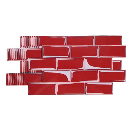 HARFINGTON Peel and Stick Backsplash Tiles 9.4"x4.7" Red, 10Pcs - color: Red