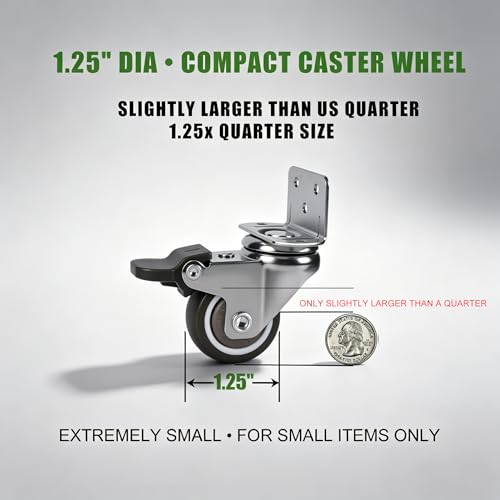 ZUOFANG 1.25" Small Low Profile Caster Wheels Set of 4, 140 lbs Total - style: 1.25 Inch Wheel